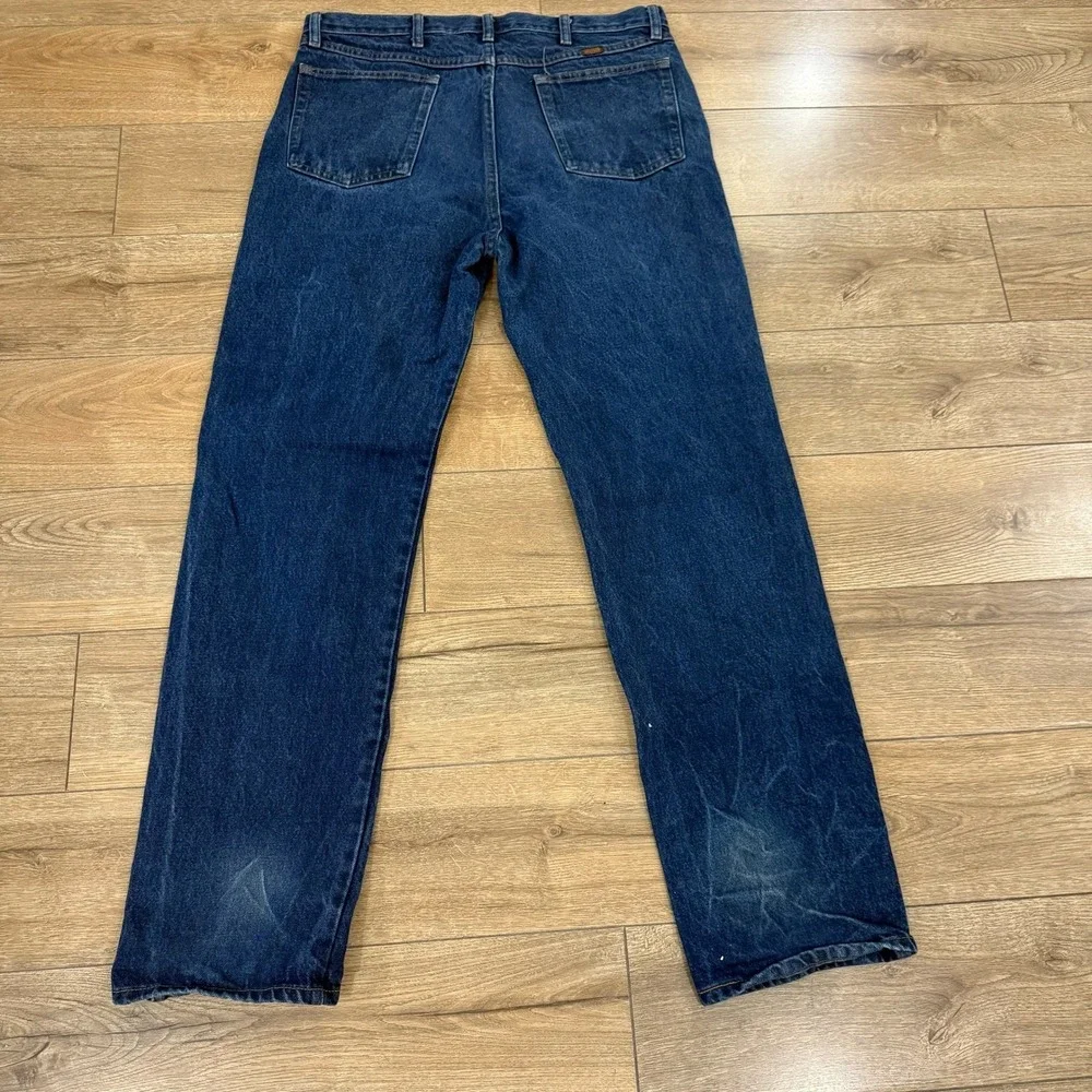 Rustler Jeans Mens 36x34 Straight Leg Dark Wash Denim‎ Pants Workwear Casual